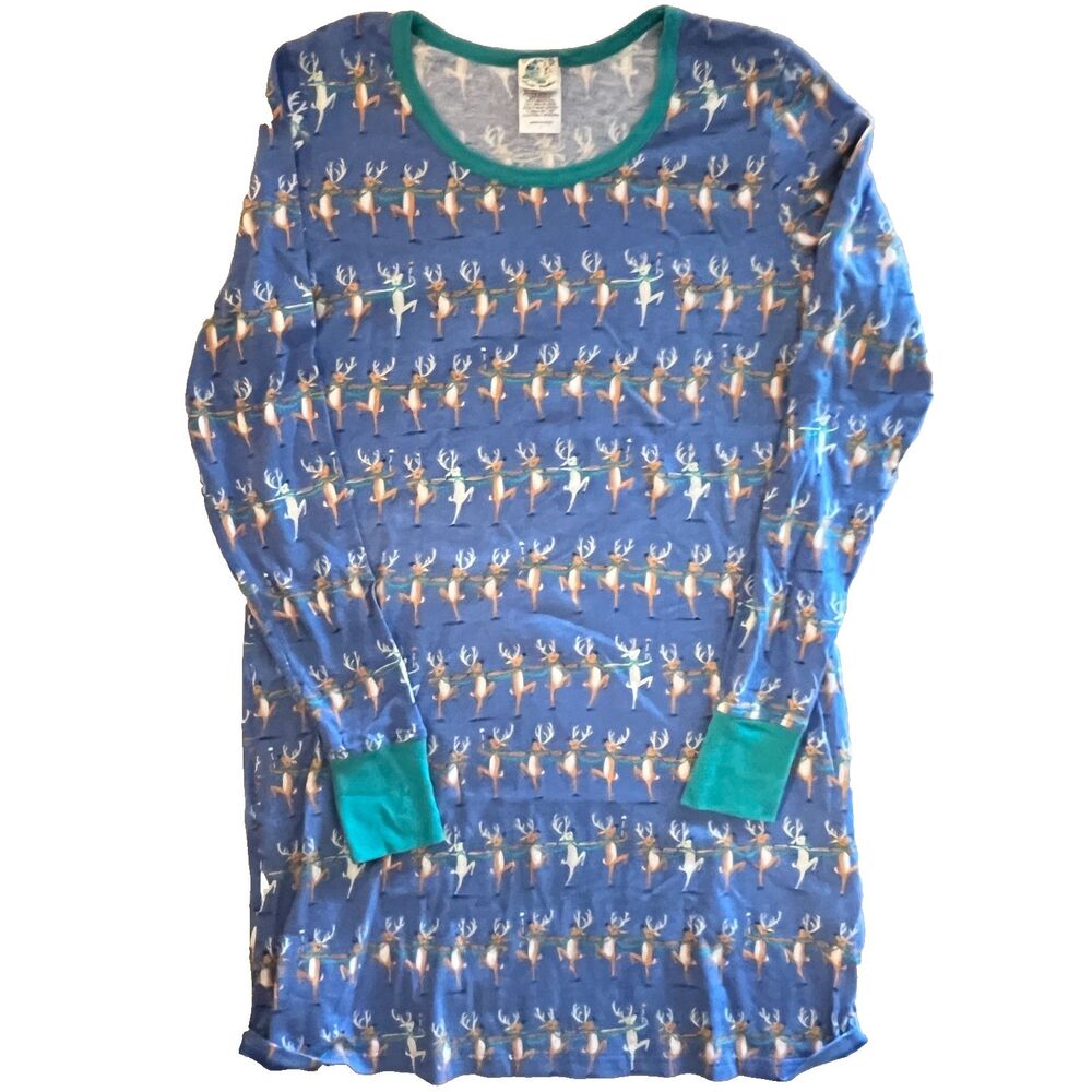 Munki Munki Sleep Shirt L Reindeer Holidays Nightgown